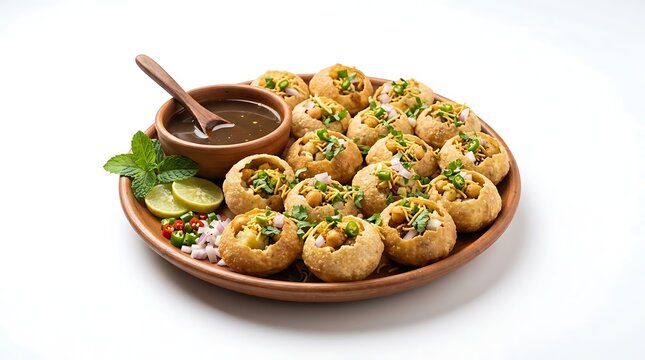 Bangladeshi Fuchka (Pani Puri) Isolated on White Background