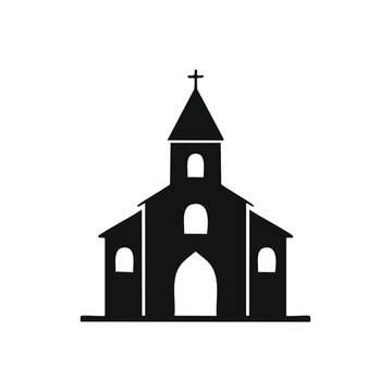 Black Silhouette of a Church with a Cross