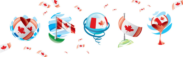 Obraz premium Vector set of the Canadian flag in various creative designs