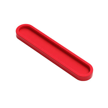 Red, oblong, flat, geometric object