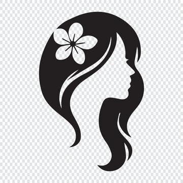 Stylized Silhouette Woman with Flower in Hair
