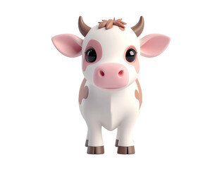 Fototapeta premium Cute 3D Cartoon Cow with Pink Spots