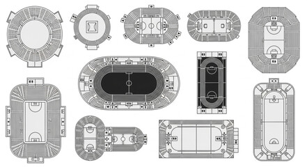 Collection of Stadium and Arena Architectural Plans and Layouts. © Dodi
