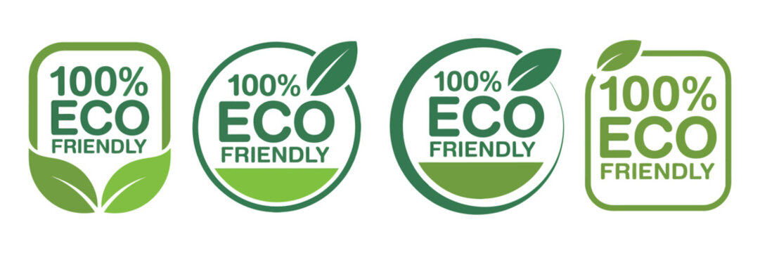Eco Friendly Icon Set Featuring Organic Food Labels, Natural Product Stamps and Ecologic Badge Symbols for Sustainable Branding