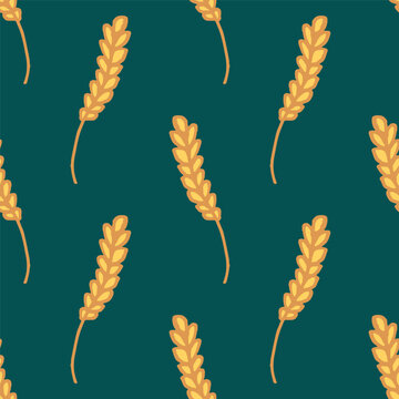 Seamless pattern with hand drawn cereal wheat oat rye barley rice ears spikelet Organic healthy food For decorative print, fabric, package, background
