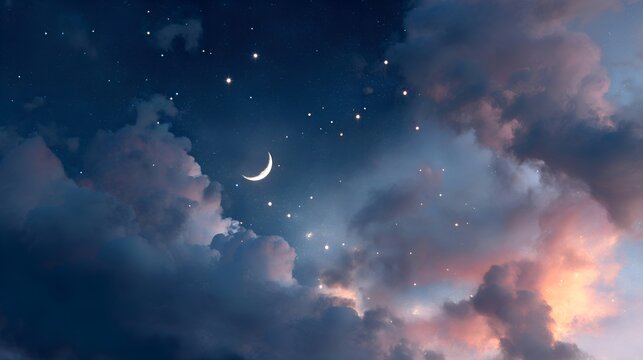 moon and starry night sky