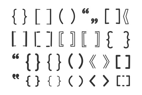 Collection of various bracket and quotation mark symbols in different styles