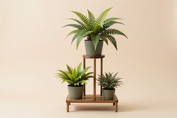 Fototapeta premium A potted plant sitting on top of a wooden stand