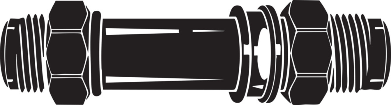Black pipe coupling with threaded hex nuts