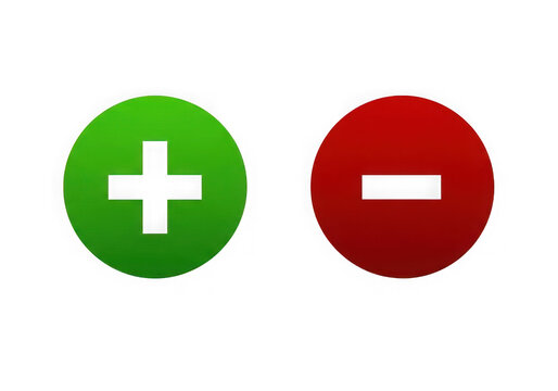 Circular buttons with plus and minus symbols isolated on transparent background