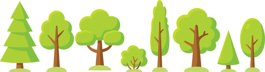 Bright Lime Green Tree Collection Variety Deciduous Conifers for Environmental and Nature Design © MdAsraful
