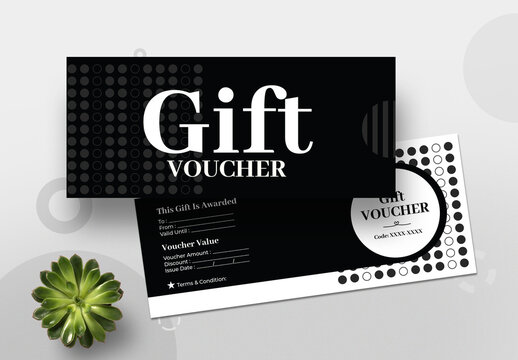 Black And White Gift Voucher Layout Template