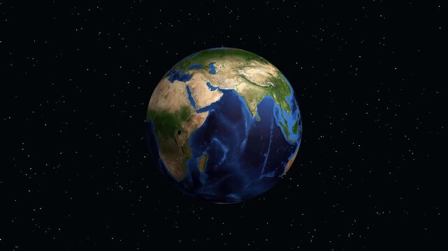 Animated Globe Zooming into Temirtau Kazakhstan with Geographic Data Overlay