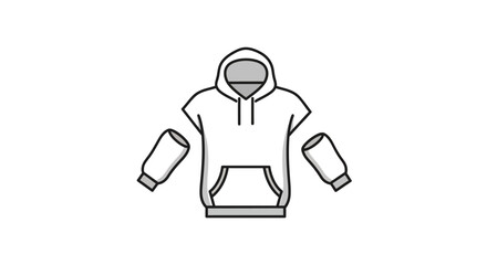 Fototapeta premium DIY Hoodie Design Elements: White Hoodie with Detachable Sleeves