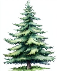Fototapeta premium Hand-painted Christmas tree artwork featuring vibrant watercolor techniques.