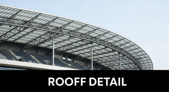 Modern Stadium Roof Structure Detail Close Up.