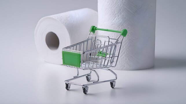 toilet paper and troly on white background