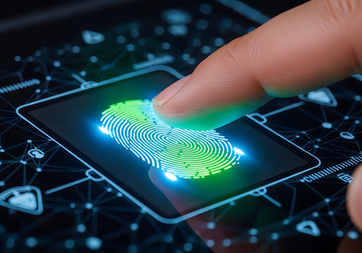Fingerprint scan on smartphone touch sensor unlocking
