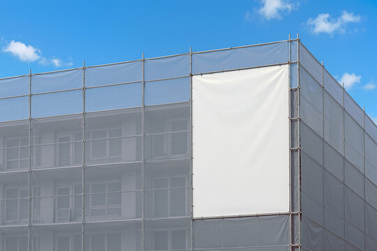 Scaffold Banner Mockup tall vertical architectural composition tarp