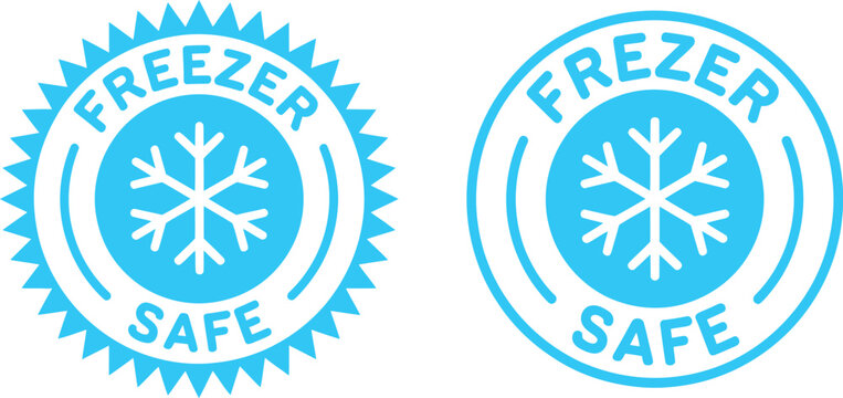 Freezer safe logo vector template suitable for business food and snowflake seal icon design representing cold storage safety frozen product approval and packaging certification branding.