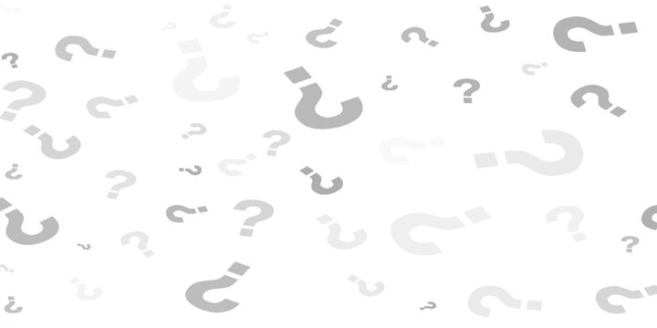 Question mark seamless pattern. Repeating interrogation patern. Hand drawn black simple icon on white sample background. Repeated modern wallpaper for design prints. Repeat swatch.