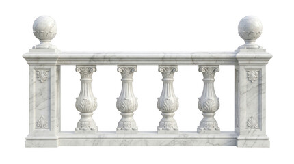 Naklejka premium Classic white stone balustrade railing with decorative pillars