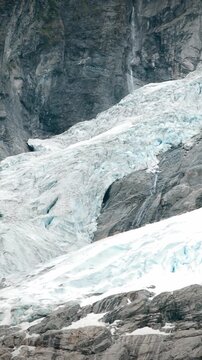 Jostedalsbreen National Park, Norway. Close Up View Of Melting Ice And Snow,