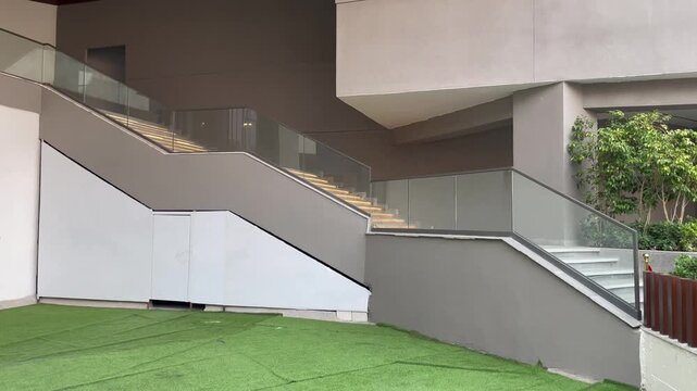 Modern Multi-Level Staircase Architecture  Contemporary Building Exterior Design