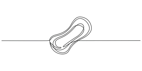 Diaper Continuous Line Icon, sanitary pad in hand, One continuous line drawing of sanitary napkin and pad. Menstruation cycle and menstrual calendar concept in simple linear style. Hygienic absorbent, © Shovo
