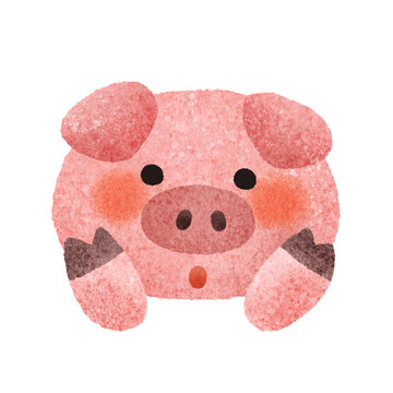 かわいいブタの手描きイラスト素材