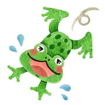 かわいいカエルの手描きイラスト素材
