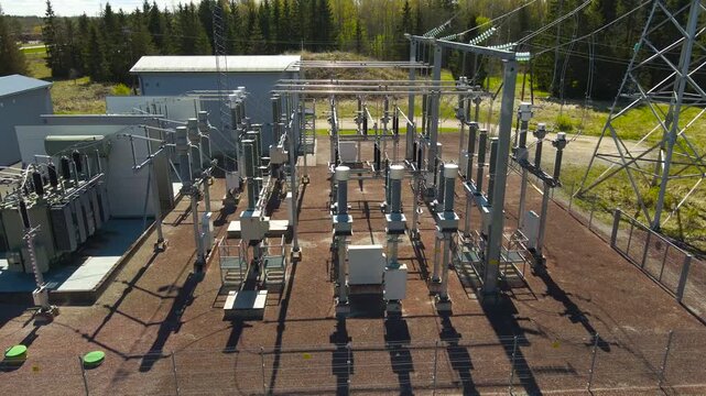 Aerial View of an Electrical Substation Supplying Power