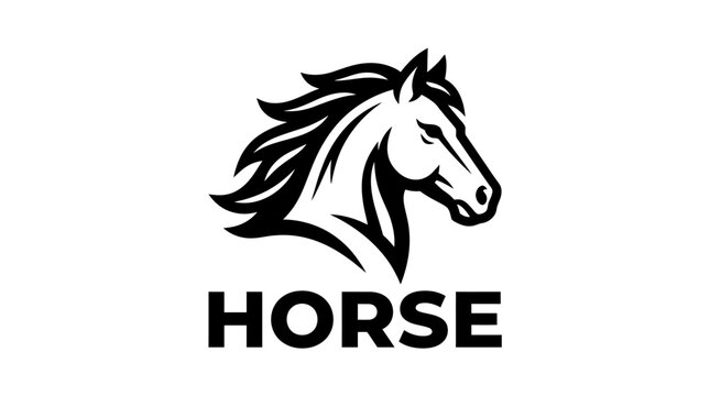 Black Horse Head Logo Design.