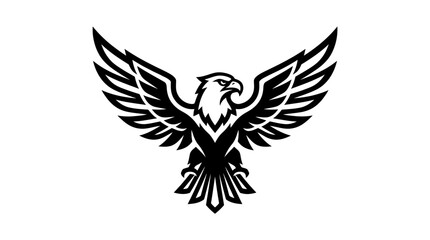 Obraz premium Black eagle with outstretched wings flying.