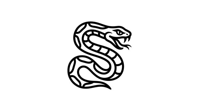 Black line art snake head drawing.
