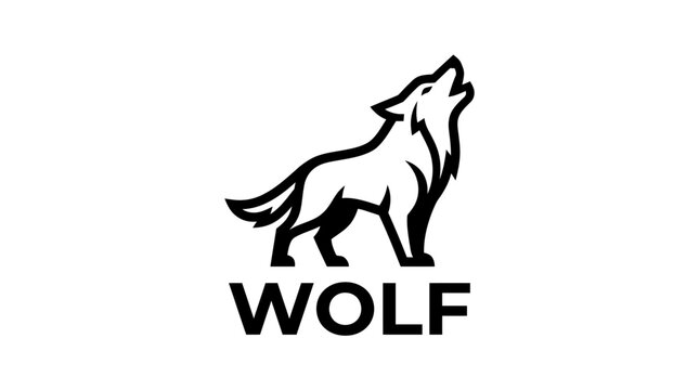 Wolf howling animal logo design.