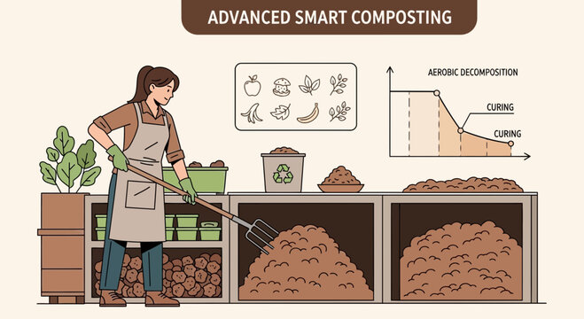 Woman composting with advanced smart composting methods