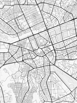 Kayseri City Map. Minimalist black and white line art poster for printing, wallpaper, wall art, and map resources for home and office decor.