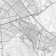 Obraz premium Diyarbakır City Map. Minimalist black and white line art poster for printing, wallpaper, wall art, and map resources for home and office decor