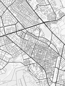 Diyarbakır City Map. Minimalist black and white line art poster for printing, wallpaper, wall art, and map resources for home and office decor
