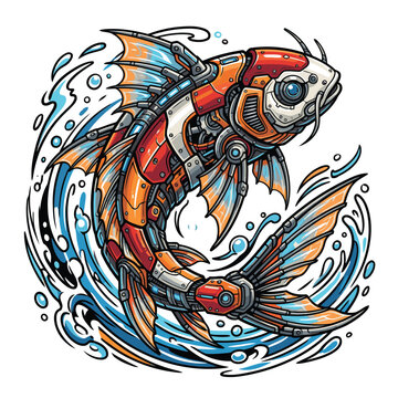 VECTOR IMAGE of robot koi fish