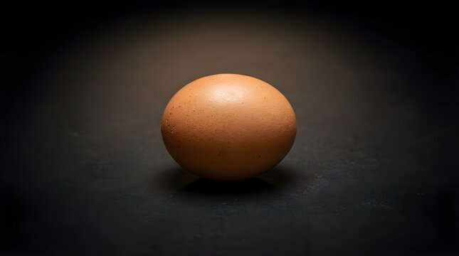 Brown egg on dark background with subtle lighting effects around it