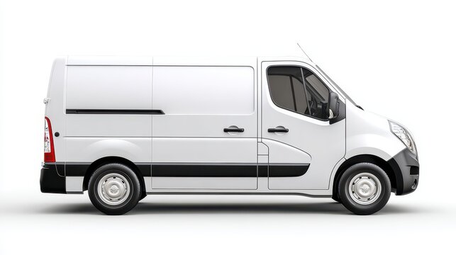 White delivery cargo van isolated on white background