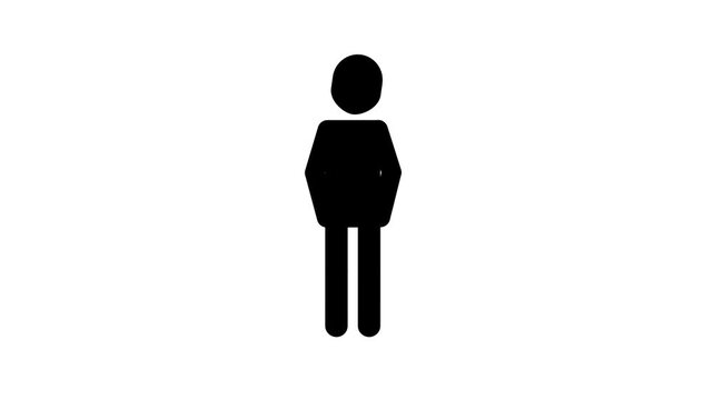 Black animated stick figure showing empty pockets representing poverty or financial struggle.