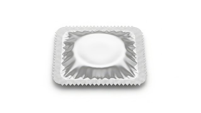 Single condom packet isolated on white background
