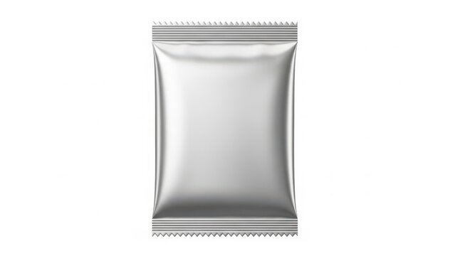 Silver foil packet isolated on white background