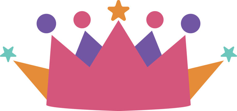 Pink crown with star and round jewel tips illustration