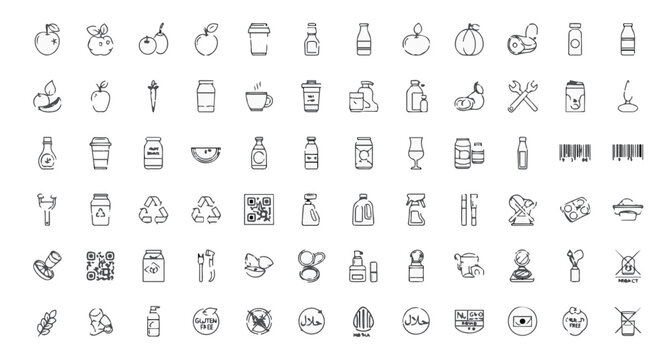Vector design set of metal letters and metal numbers with business web icon symbols for mobile phone media and computer website collection