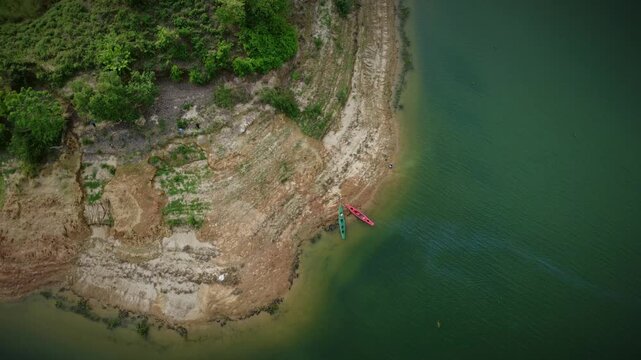 Aerial Drone View of Rangamati Lake Surrounded by Green Hills, Bangladesh 4k