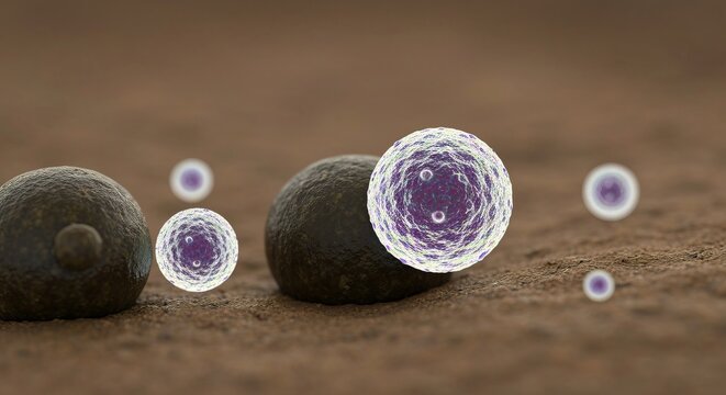 Microscopic View of Cellular Structures with Detailed Biological Molecules Under High Magnification